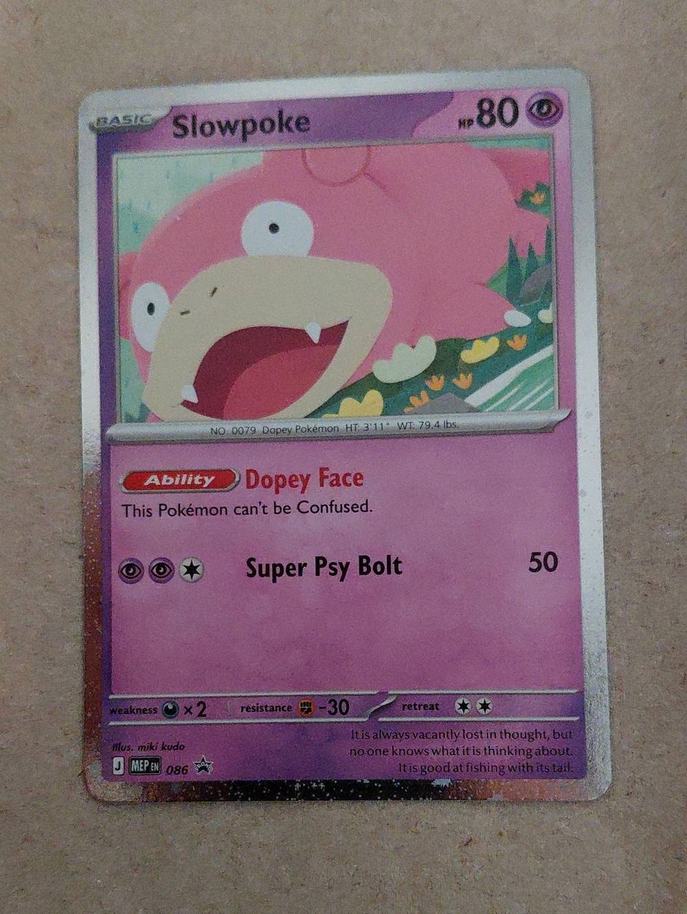 Pokémon Slowpoke Collectible Card 5 Total And 2 Code Cards - Pink